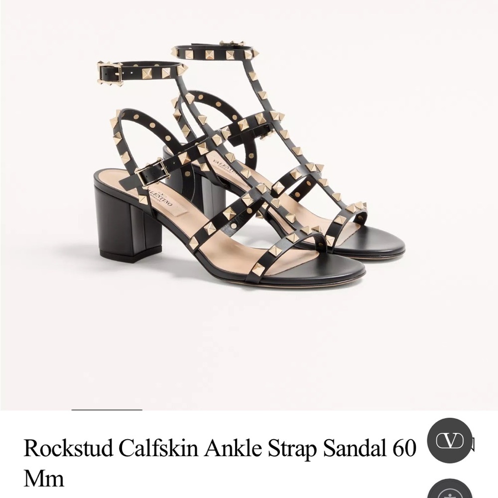 Valentino Black Rockstud Calfskin Sandals